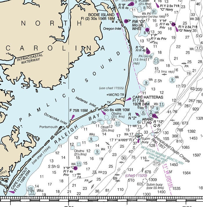 2015 Nautical Map of Cape Sable to Cape Hatteras