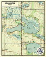 1947 Map of Dallas Lake Indiana