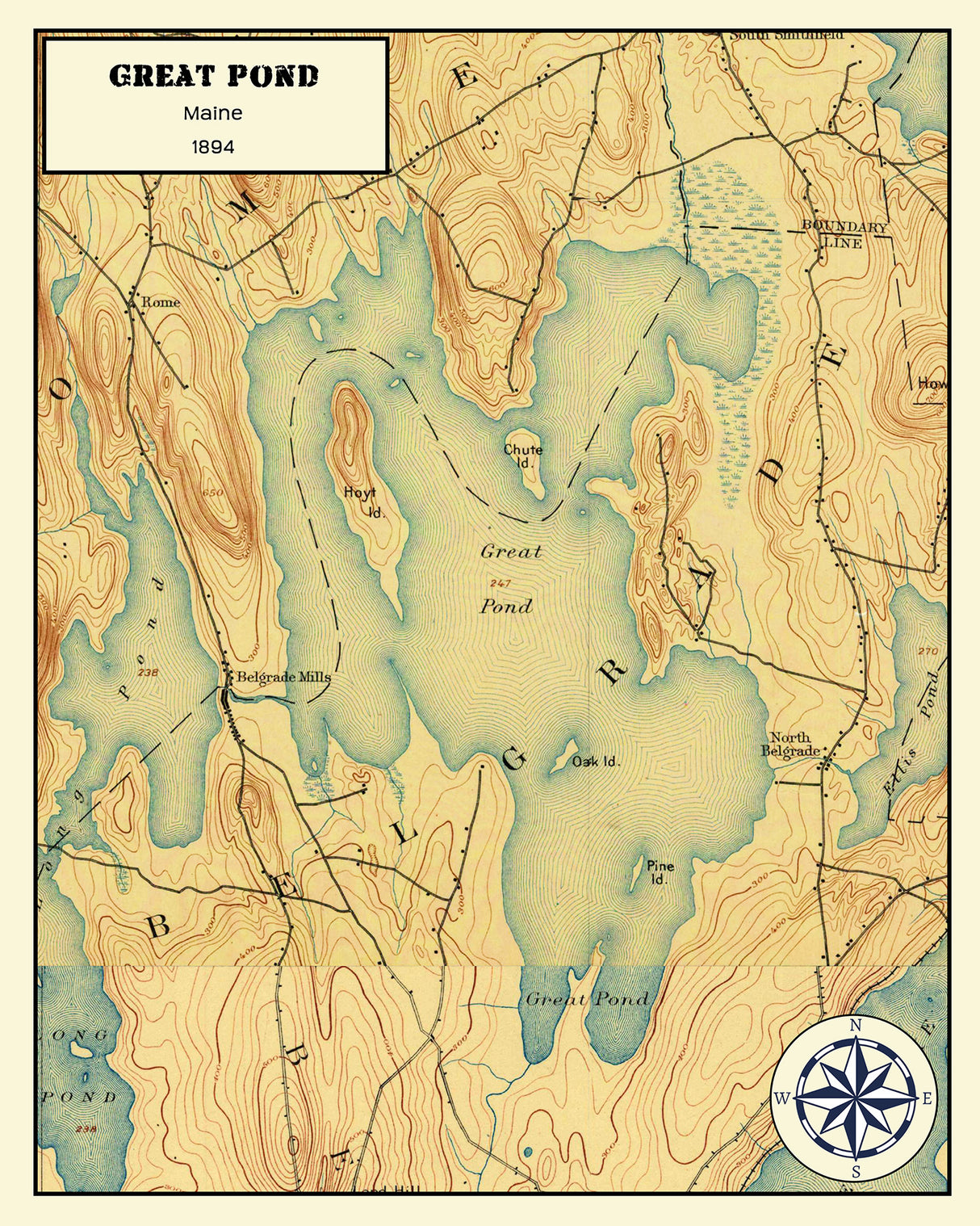 1894 Map of Great Pond Maine