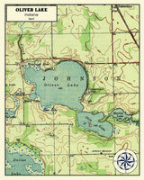 1947 Map of Oliver Lake Indiana