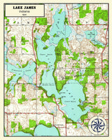 1941 Map of Lake James Indiana