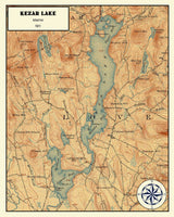 1911 Map of Kezar Lake Lovell and Oxford County Maine
