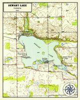 1950 Map of Dewart Lake Indiana
