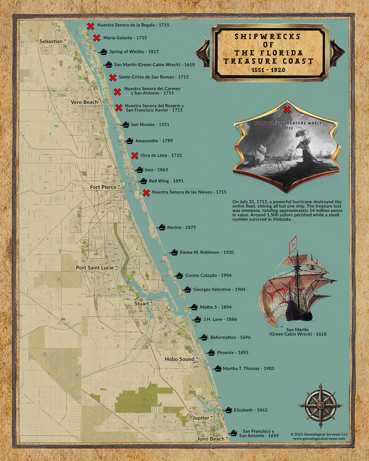 Shipwreck Map of the Florida Treasure Coast Vero Beach