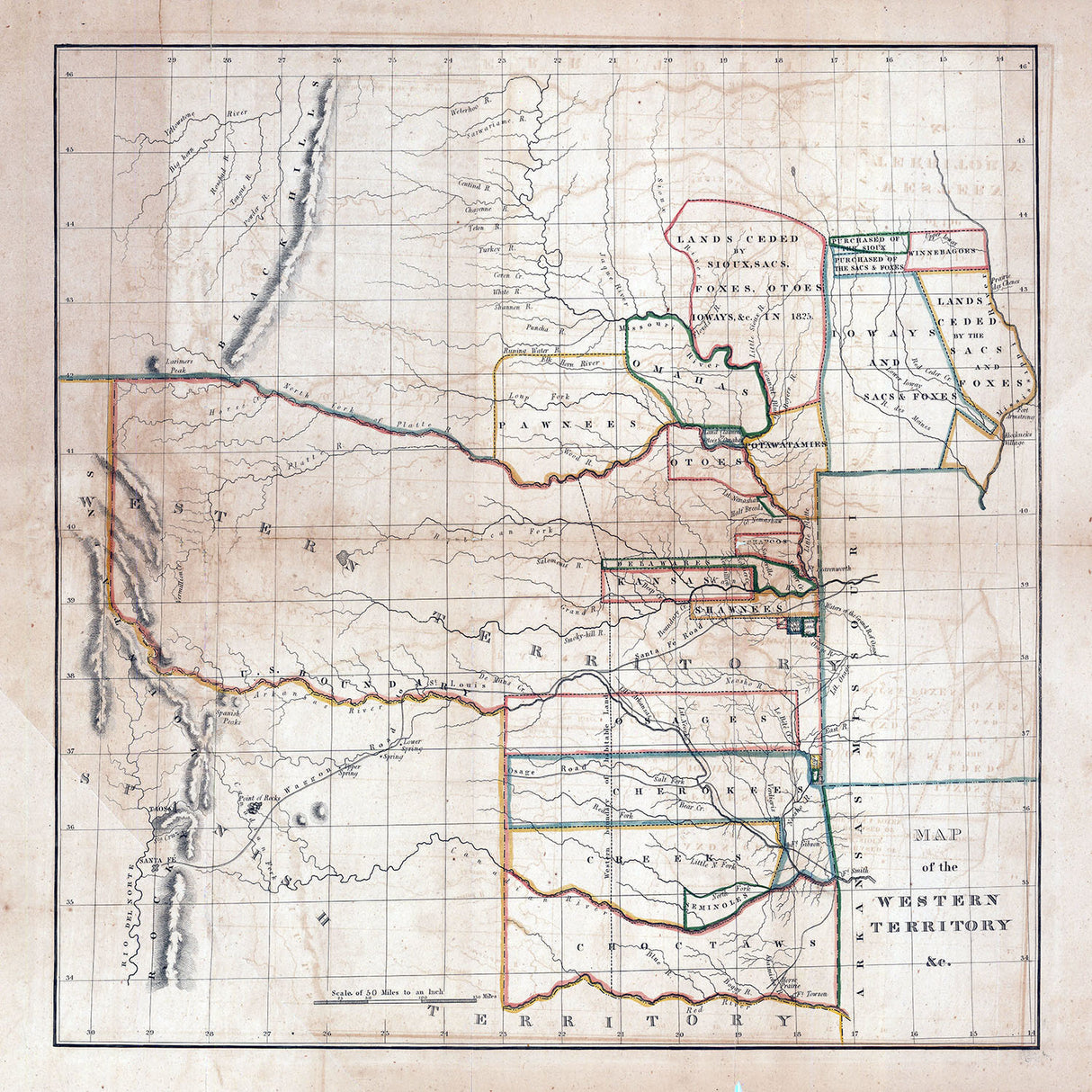 1834 Map of the Western Territory & Indian Territory
