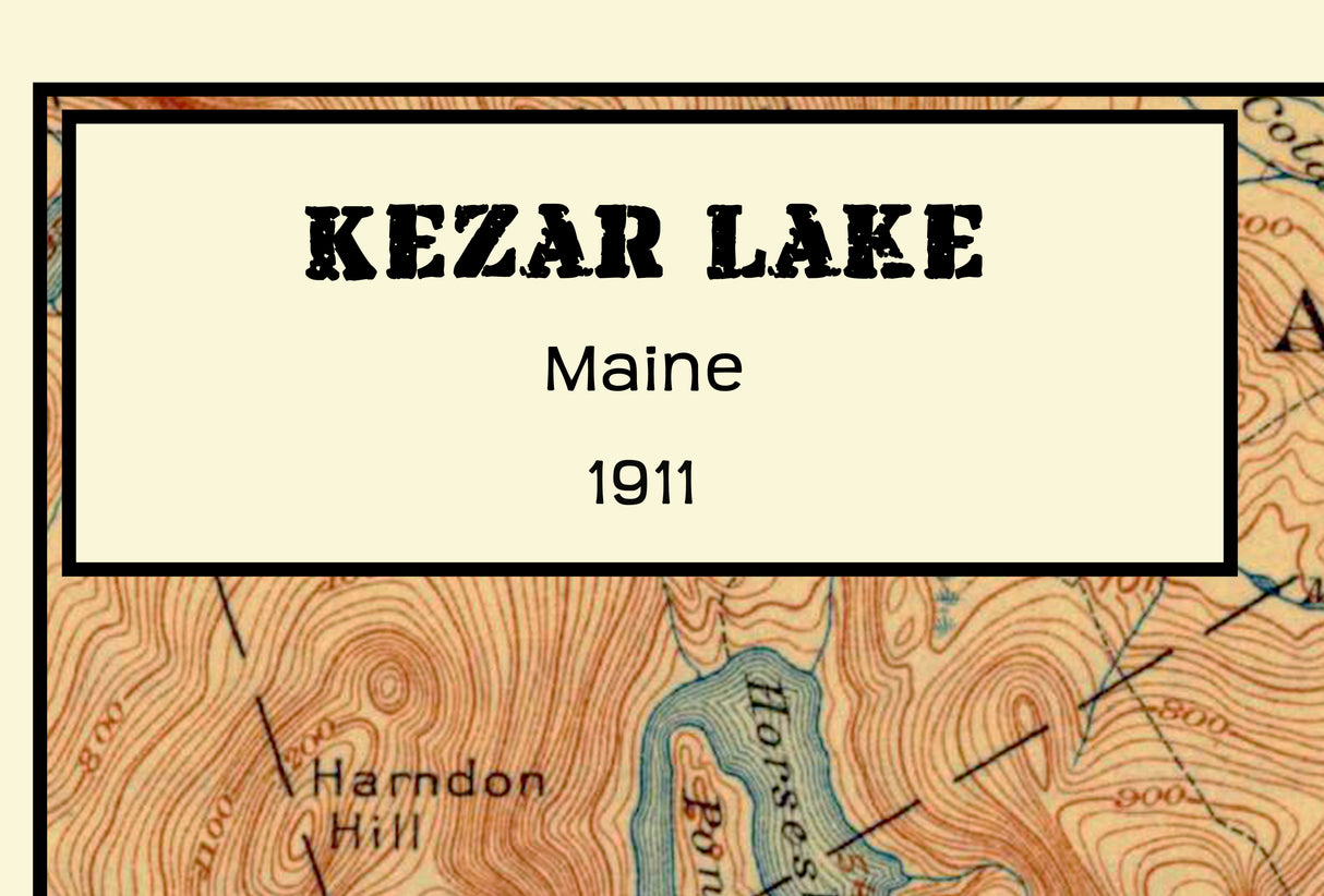 1911 Map of Kezar Lake Lovell and Oxford County Maine