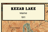 1911 Map of Kezar Lake Lovell and Oxford County Maine