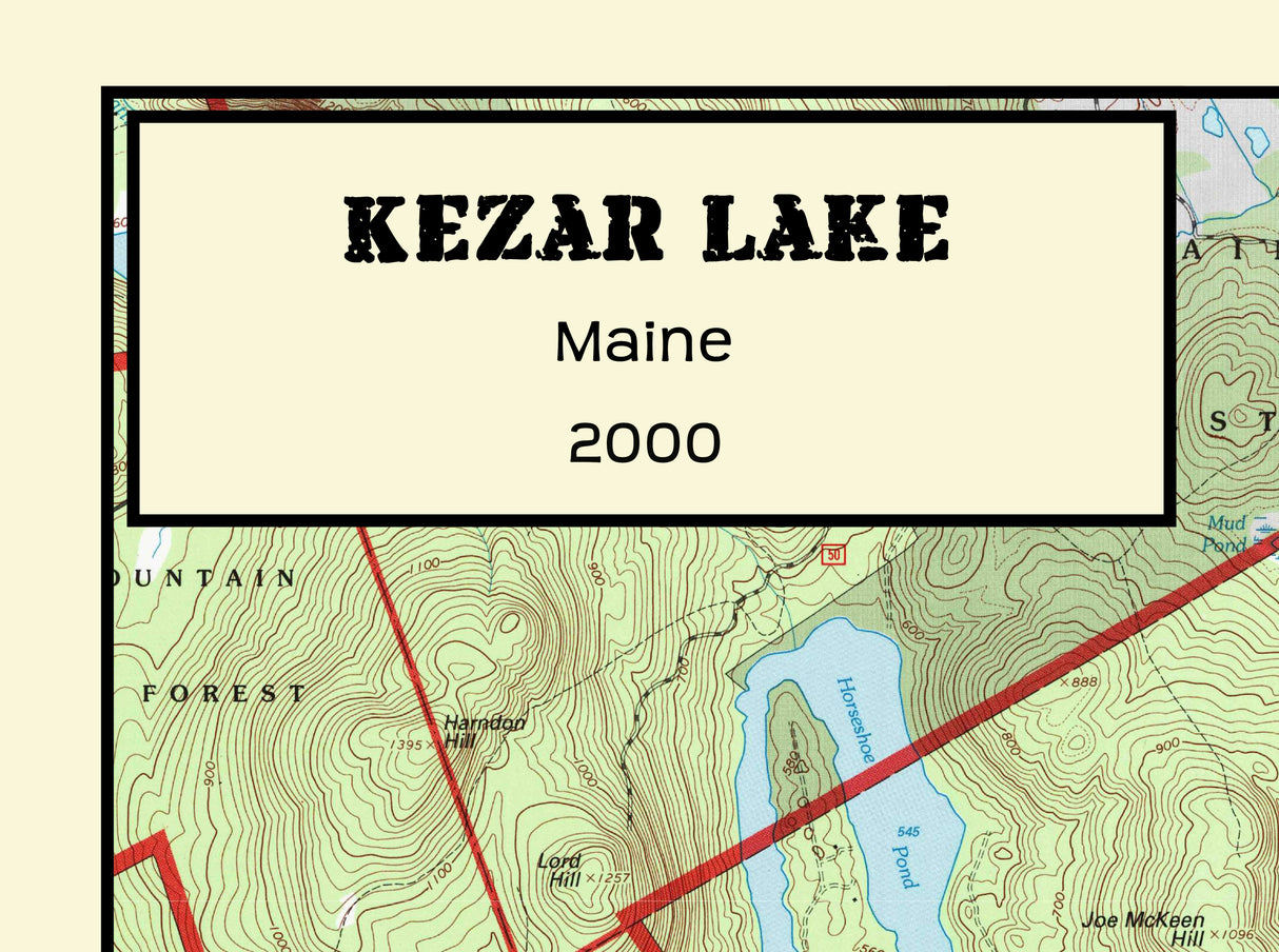 2000 Map of Kezar Lake Lovell and Oxford County Maine
