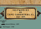 Shipwreck Map of Cape Canaveral Florida Area