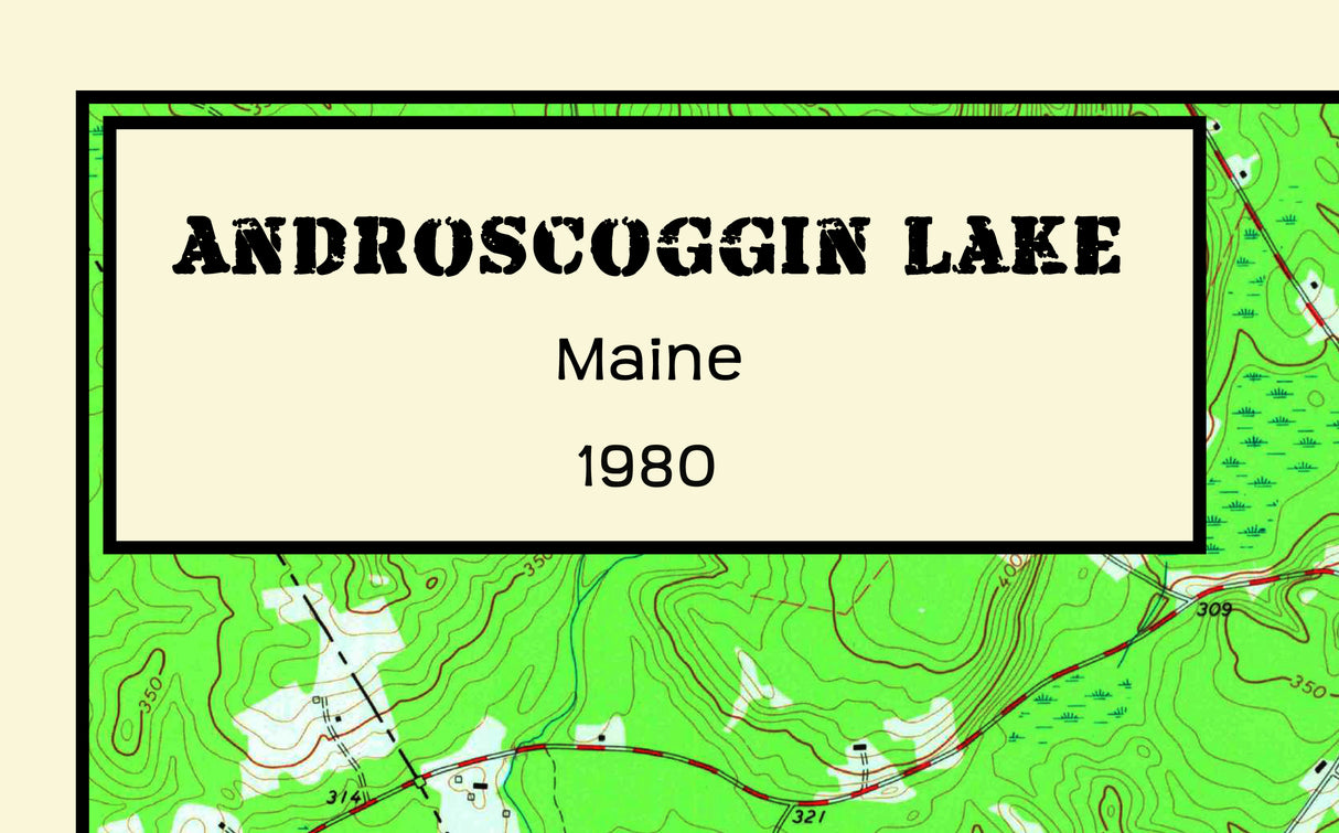 1980 Map of Androscoggin Lake Maine