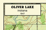 1947 Map of Oliver Lake Indiana