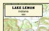 1981 Map of Lake Lemon Indiana