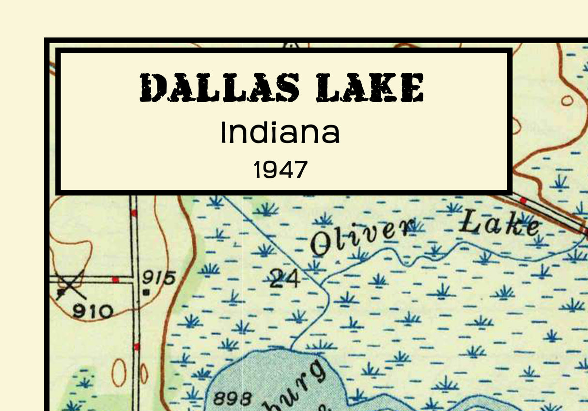 1947 Map of Dallas Lake Indiana