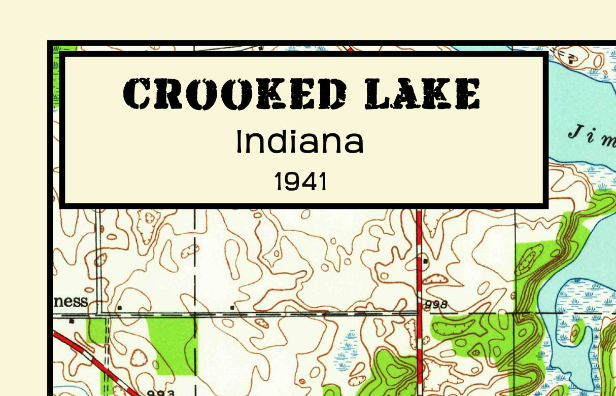 1941 Map of Crooked Lake Indiana