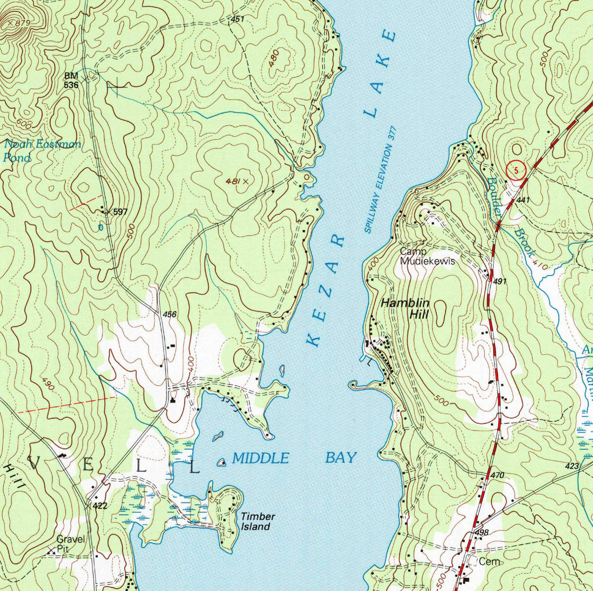 2000 Map of Kezar Lake Lovell and Oxford County Maine
