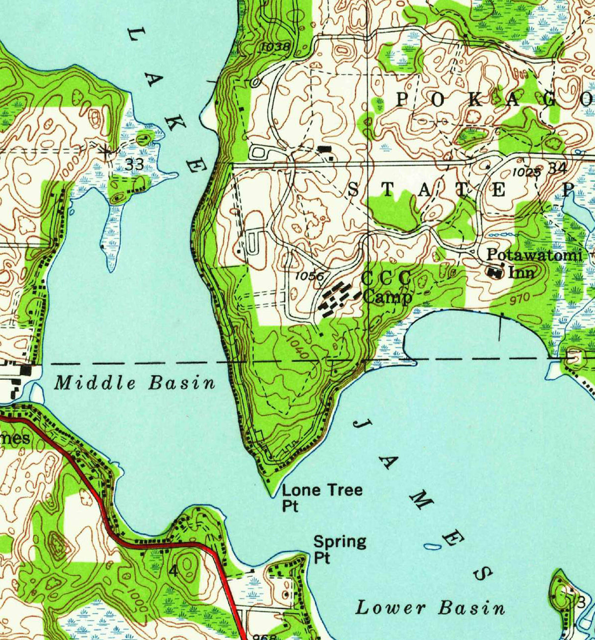 1941 Map of Lake James Indiana