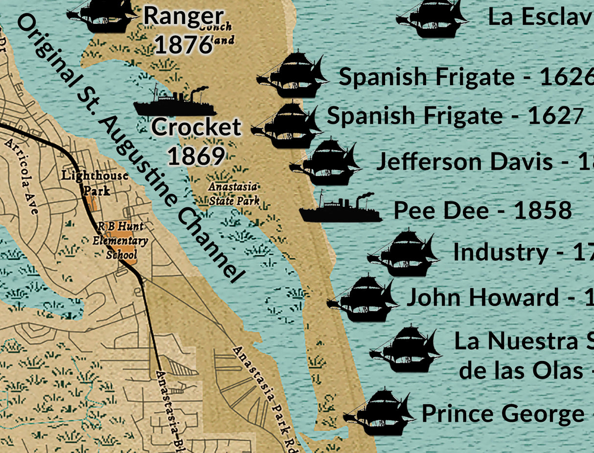 Shipwreck Map of St Augustine Florida