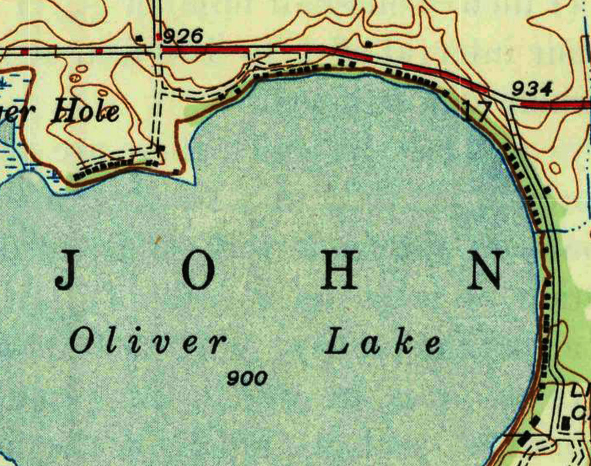 1947 Map of Oliver Lake Indiana