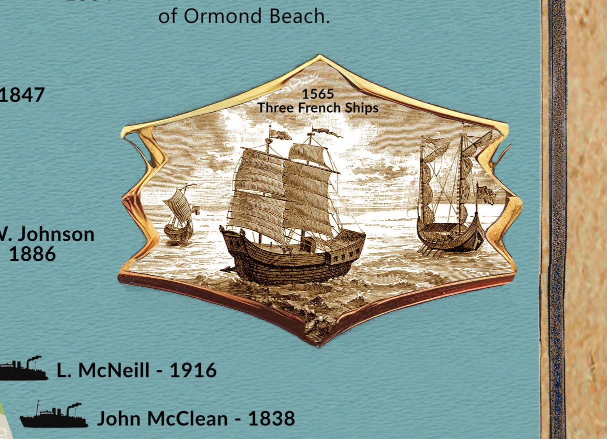 Shipwreck Map of Flagler Beach to New Smyrna Beach Florida