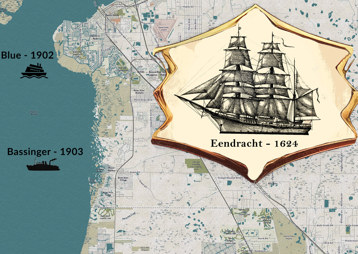 Shipwreck Map of Charlotte Harbor Florida Fort Myers Area