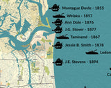 Shipwreck Map of Jacksonville, Florida and the Upper St Johns River