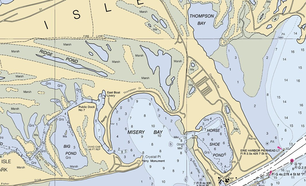 2012 Nautical Map of Erie Harbor and Presque Isle Lake Erie PA