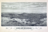1878 Aerial Panoramic Map of Seattle Puget Sound Washington