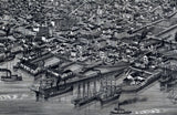 1884 Aerial Panoramic Map of Seattle Washington