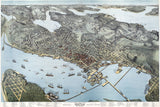 1891 Aerial Panoramic Map of Seattle King County Washington