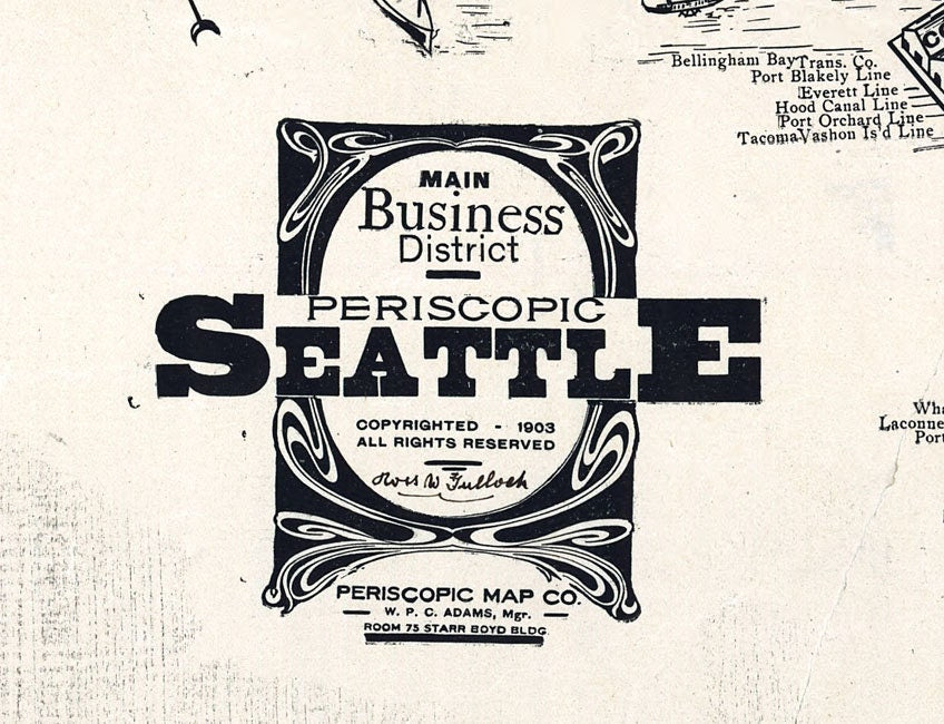 1903 Map of Seattle Washington Business District