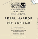 2015 Nautical Map of Pearl Harbor O'ahu South Coast Hawaii
