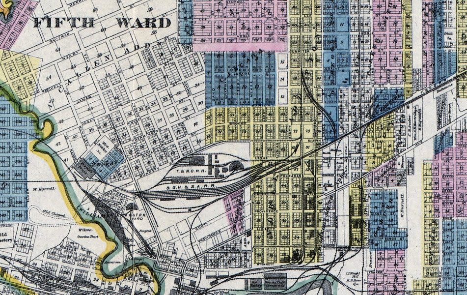 1895 Map of the city of Houston Texas