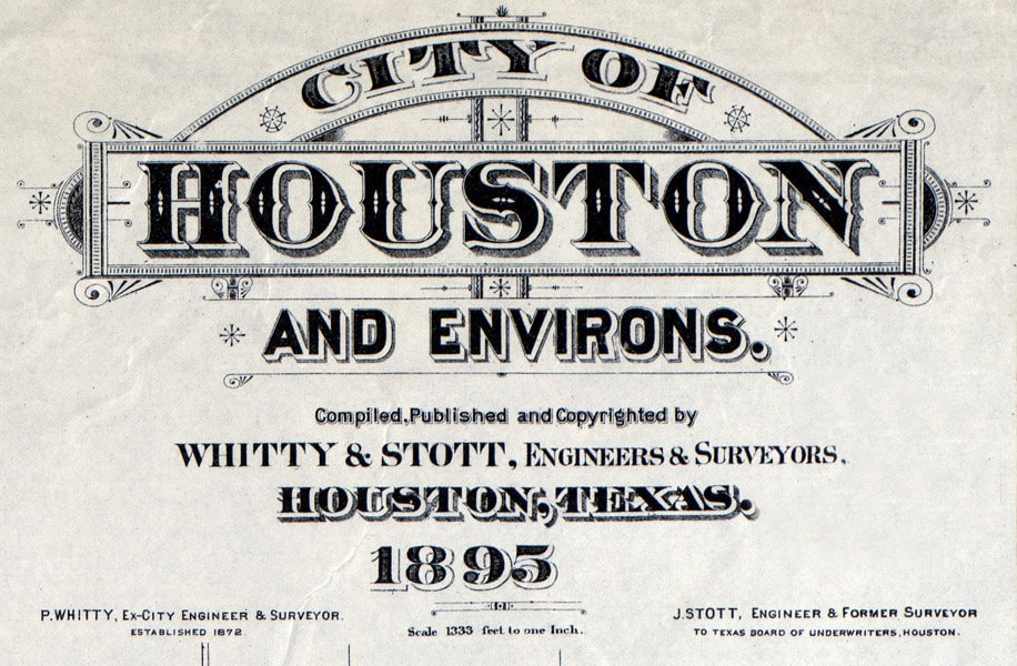 1895 Map of the city of Houston Texas