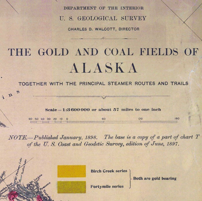1898 Map of Alaska Gold and Coal Fields
