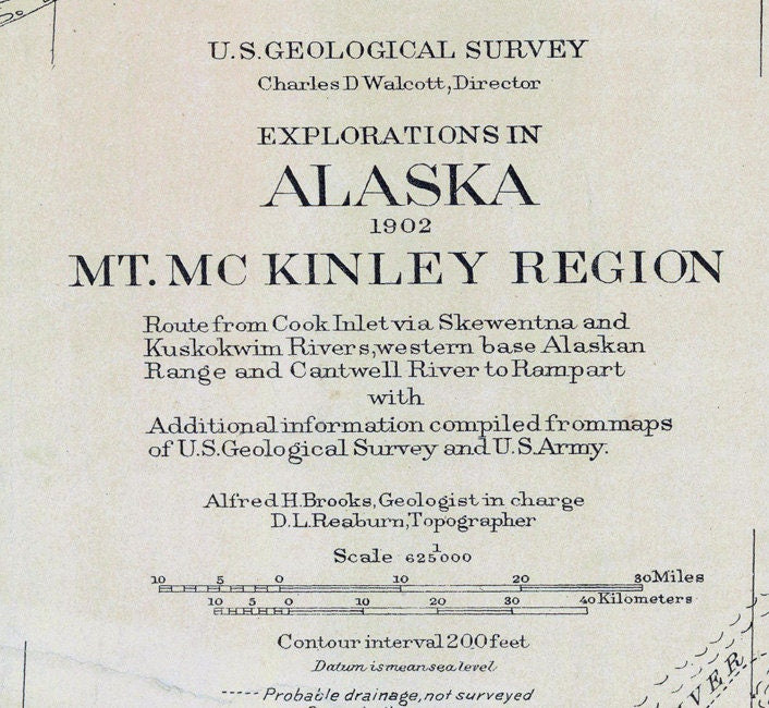 1904 Map of Mt McKinley Region Alaska