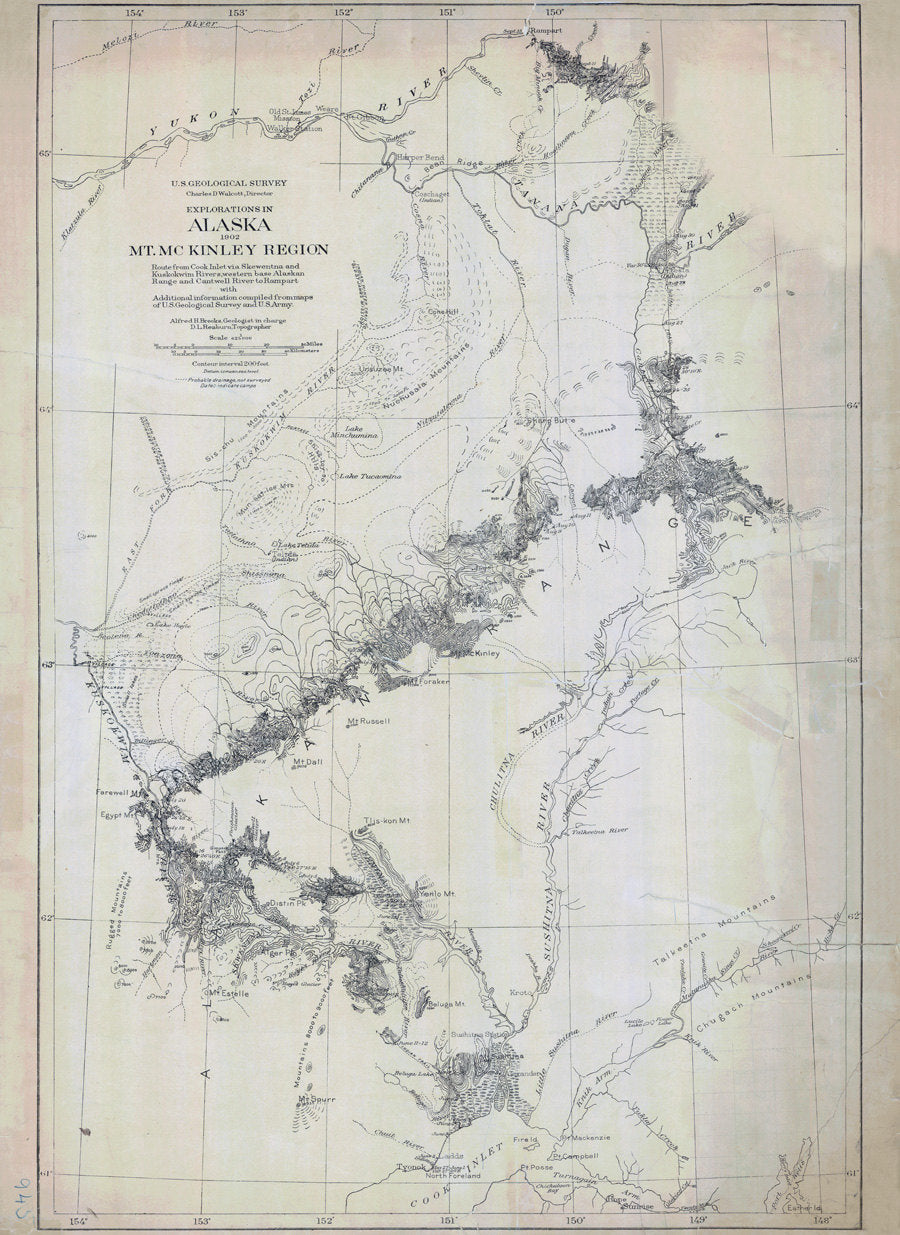 1904 Map of Mt McKinley Region Alaska