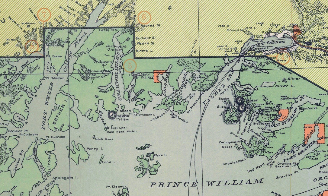 1919 Map of Chugach National Forest Alaska