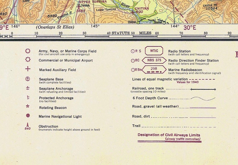 1942 Map of Fairbanks Region Alaska