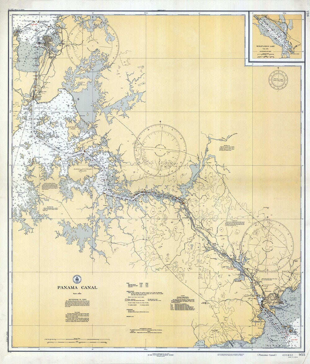 1934 Nautical Map of the Panama Canal