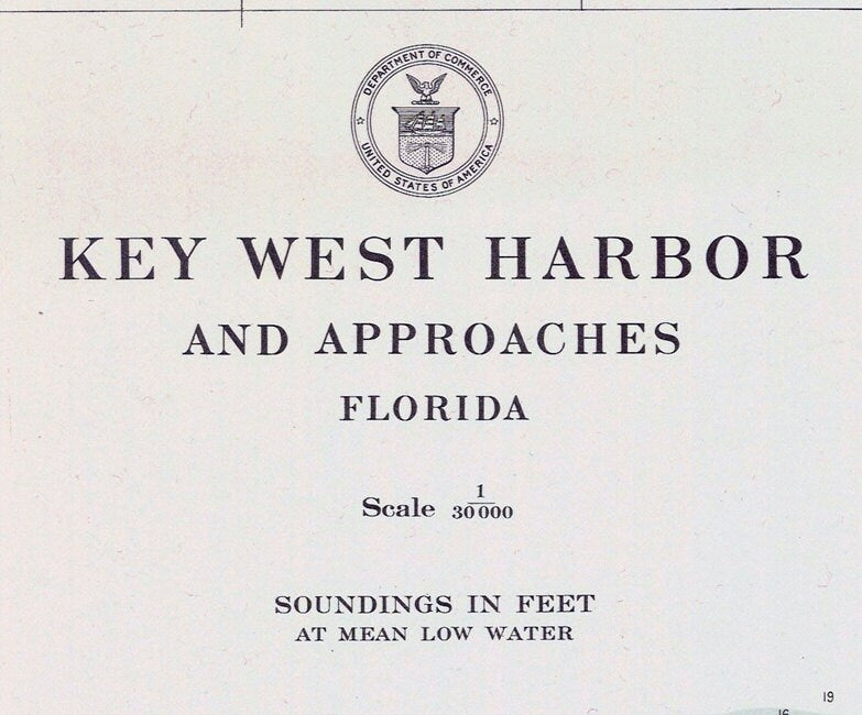 1940 Nautical Map of Key West Harbor Florida
