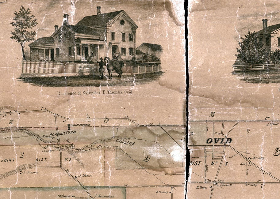 1858 Map of Ovid Seneca County New York