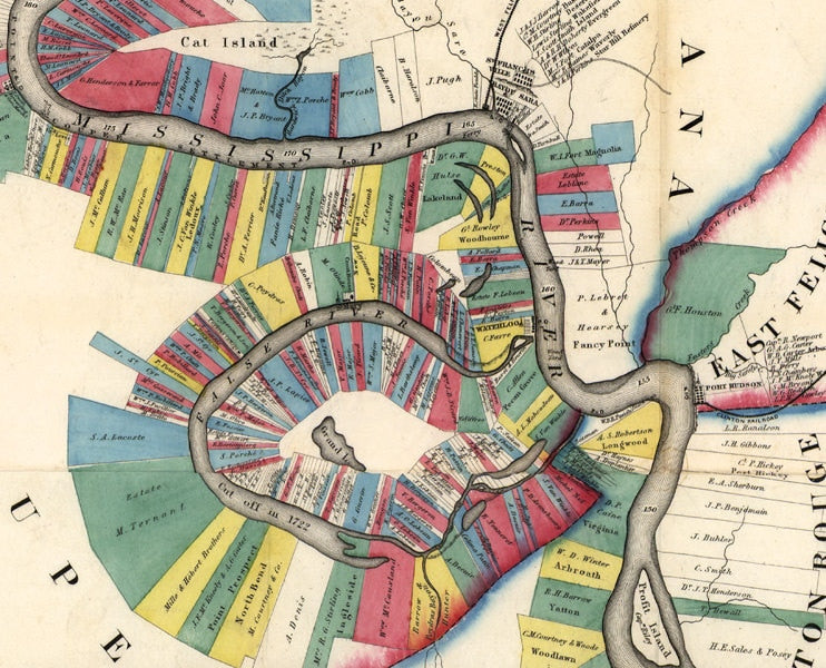 1858 Farm Map Normans Chart of the Lower Mississippi River