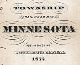 1874 Map of Minnesota Showing Townships & Railroads