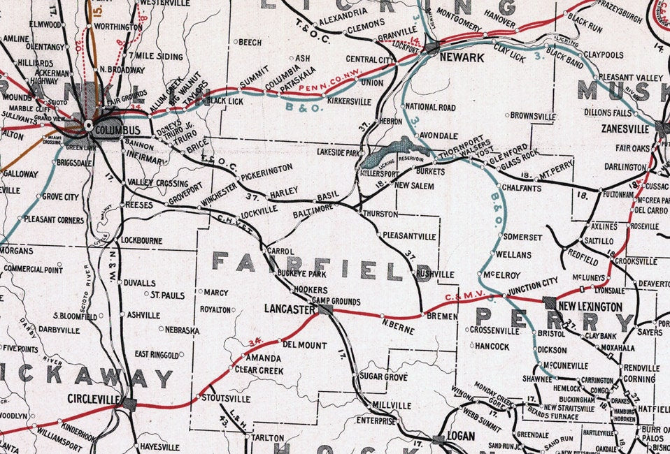1898 Railroad Map of the State of Ohio