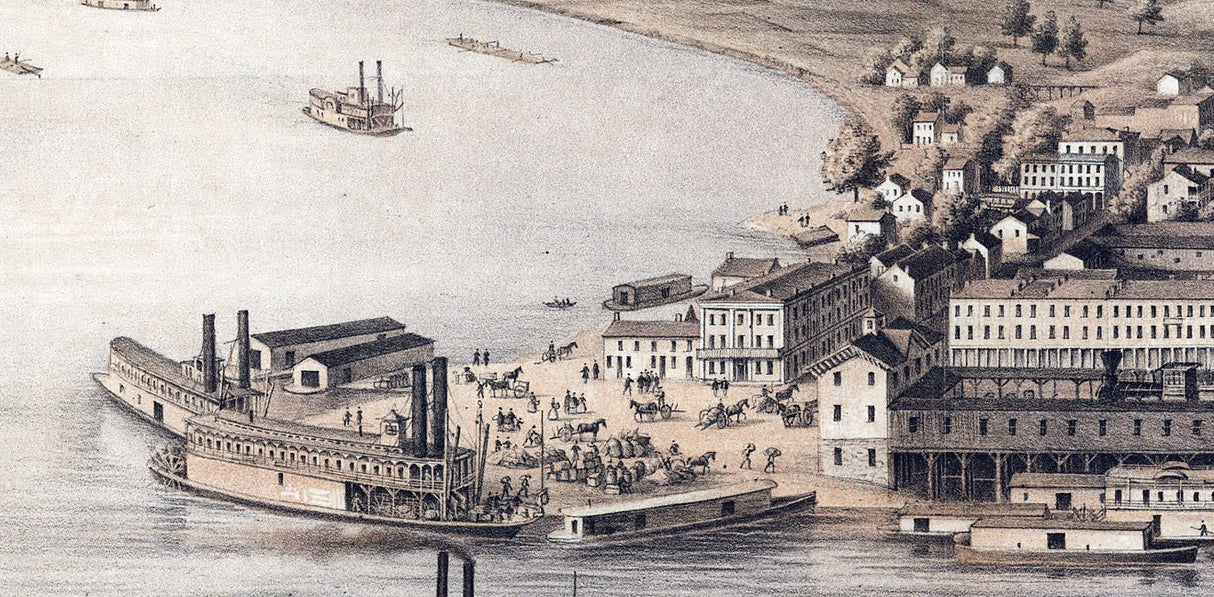 1861 Panoramic Map of Parkersburg West Virginia