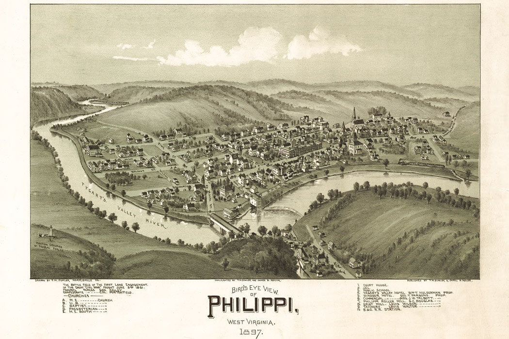 1897 Panoramic Map of Philippi West Virginia