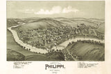 1897 Panoramic Map of Philippi West Virginia