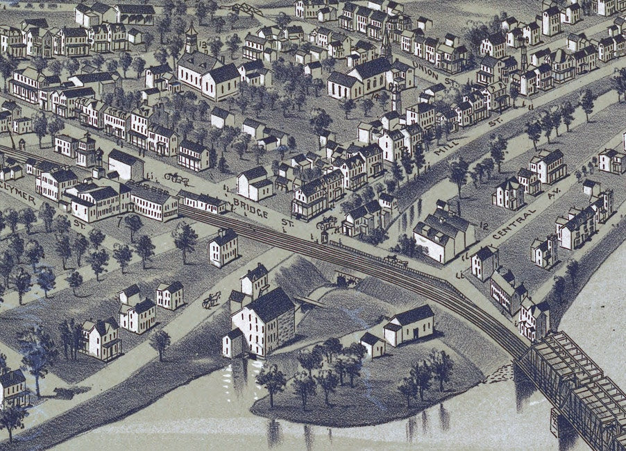 1893 Panoramic Map of Morrisville Bucks County Pennsylvania