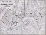 1854 Normans Map of New Orleans Louisiana & Environs