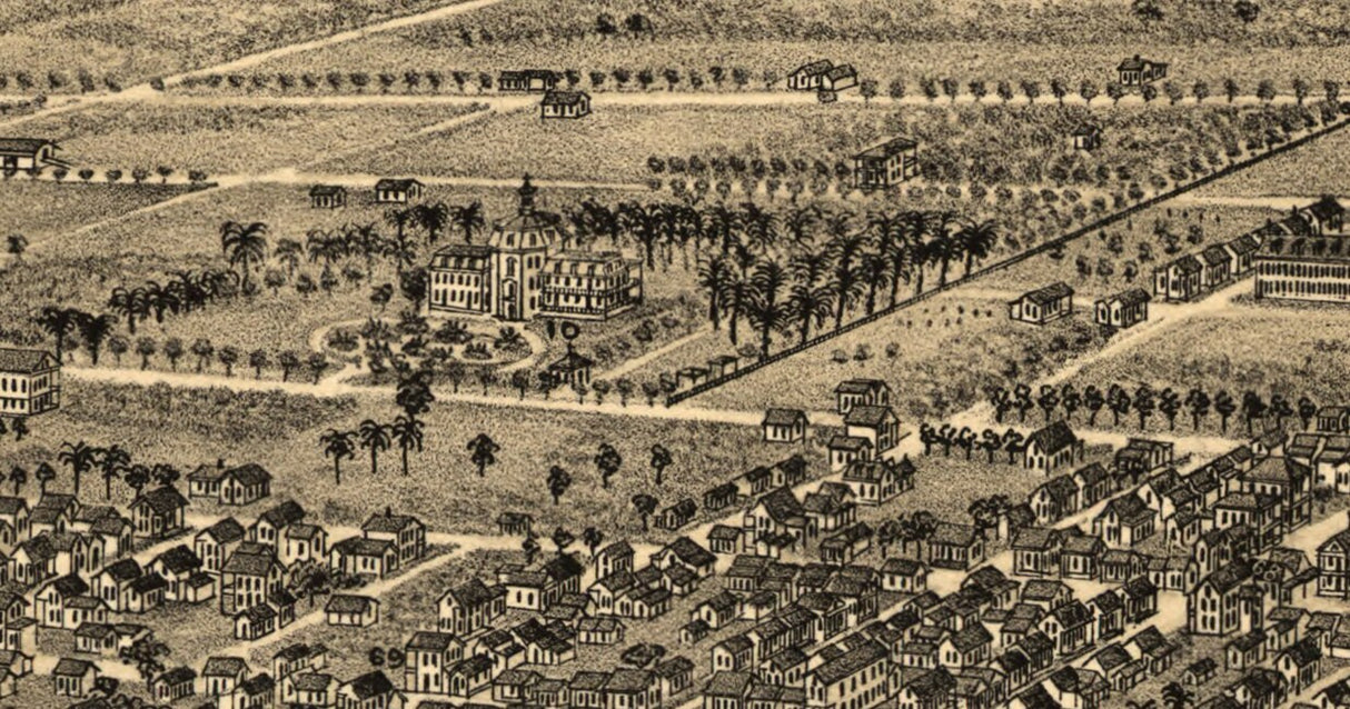 1884 Panoramic Map of Key West Florida Monroe County